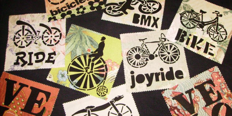 Bicycle Stencil Fabric Patches