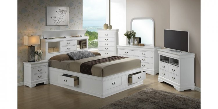 Bookcase Storage Bed White