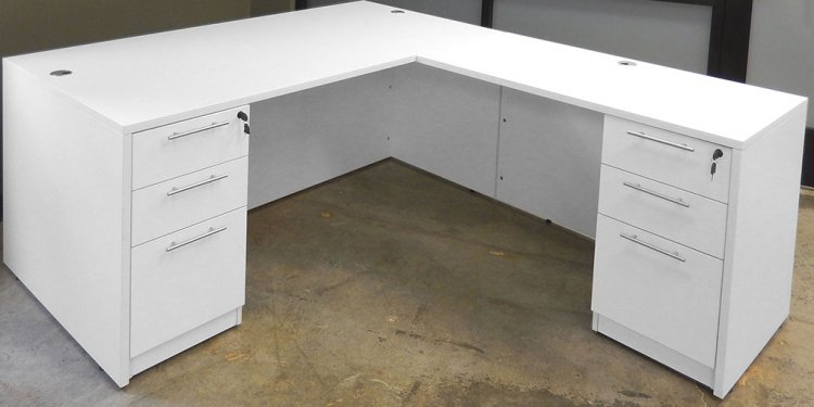 White L Shaped Office Desk