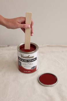 Applying First Stain to Desk