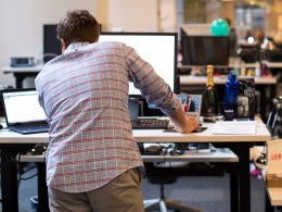 facebook offic tour ny lean in working work standing desk