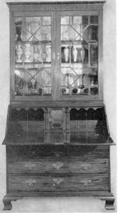 ILLUSTRATION I: An 18th-Century American Secretary: This shows the interior in place. The central cabinet can be removed and hides four drawers and two document boxes.