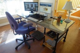 Side Shelf Pipe Desk with Reclaimed Wood Desktop